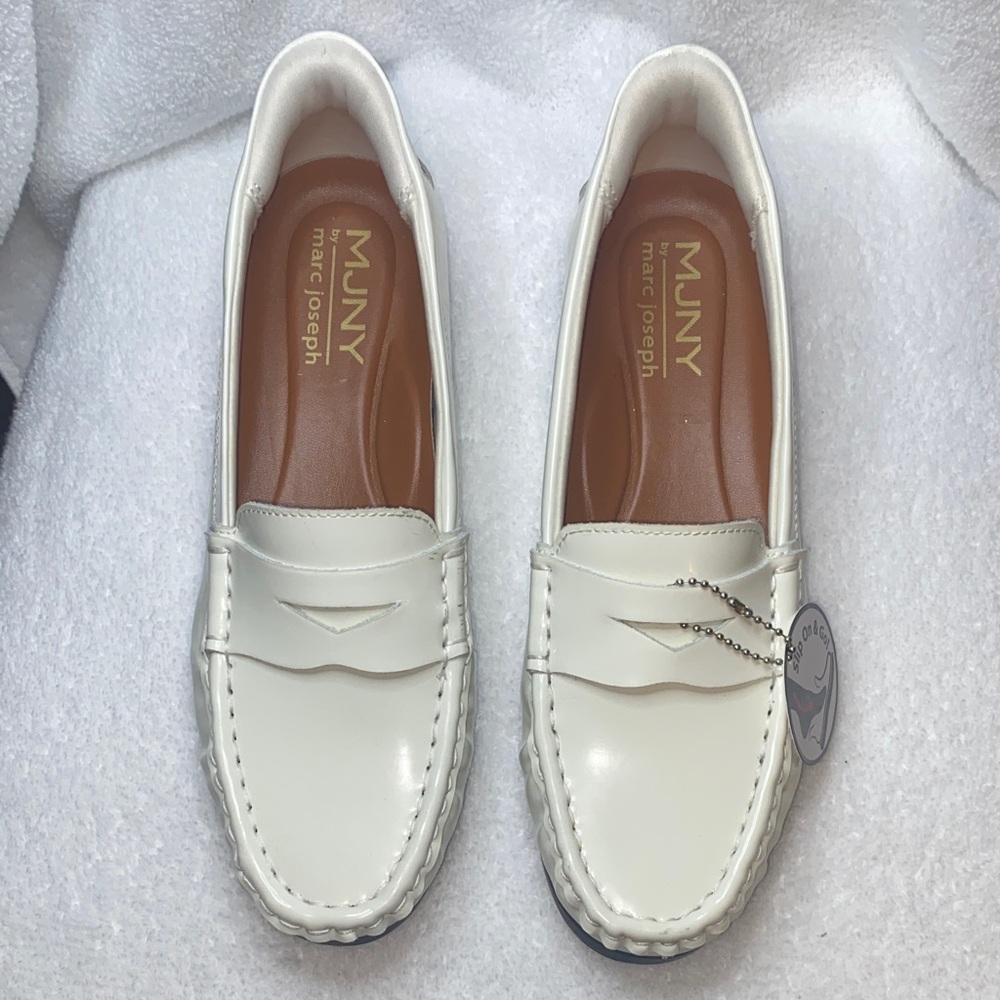 Marc Joseph Cream Leather Penny Loafers